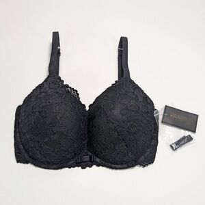 Frederick's Of Hollywood Jessica Lace Plunge Convertible Black Push Up Bra - NWT